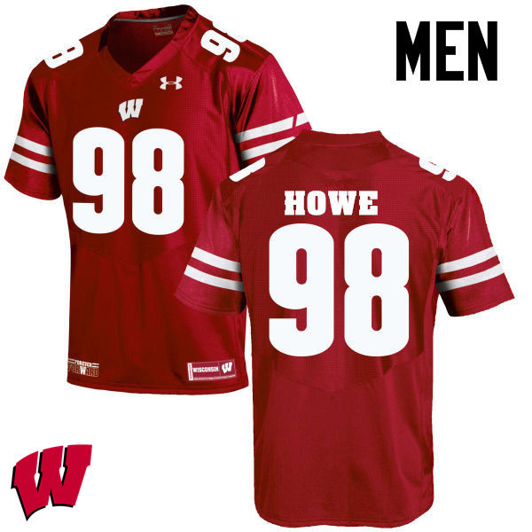 Wisconsin Badgers Men's #98 Kraig Howe NCAA Under Armour Authentic Red College Stitched Football Jersey KG40E04IO